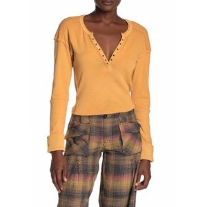 Free People Military Mix Henley T-Shirt